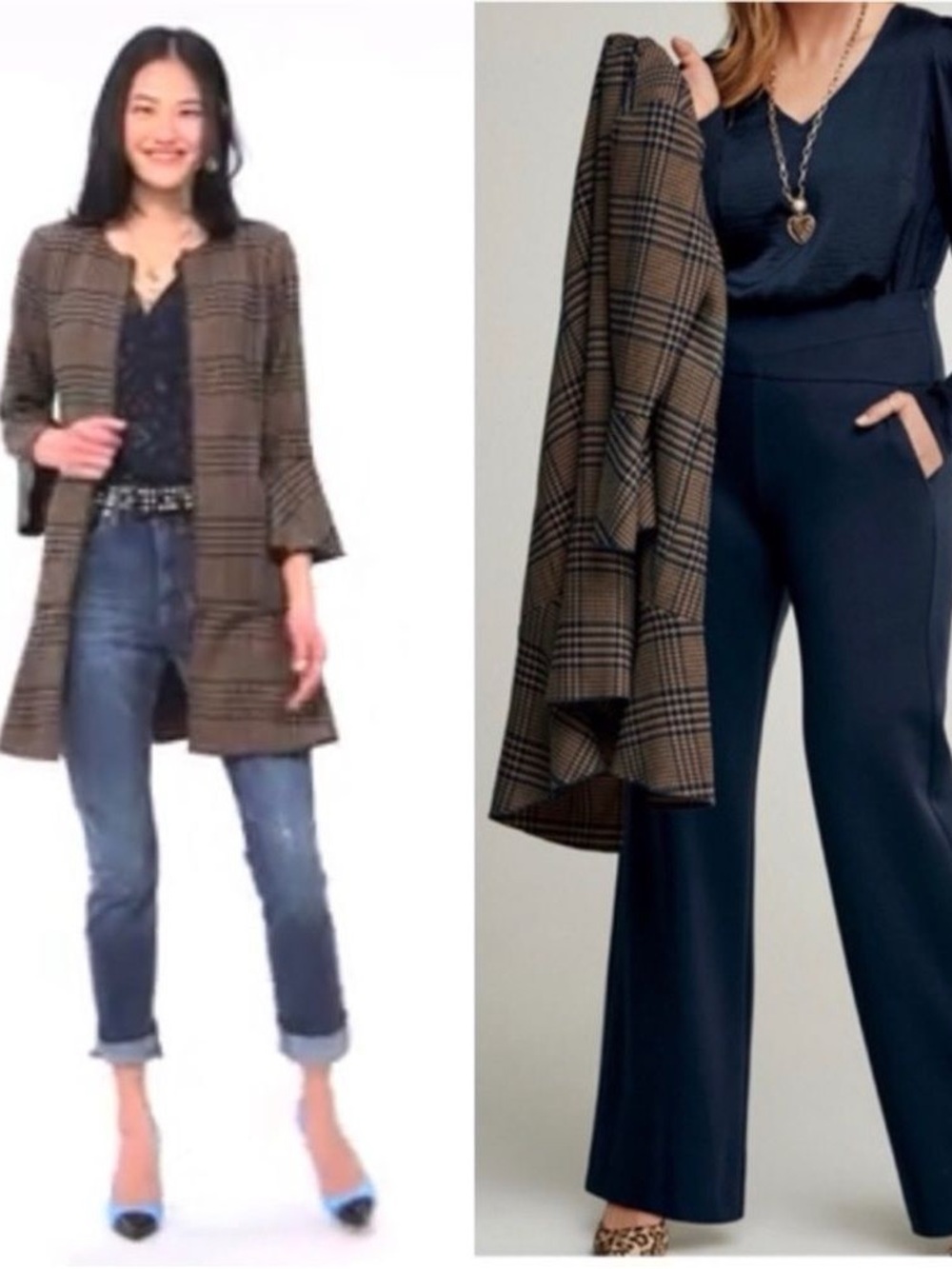 Cabi Flounce Plaid Longline Full Zip Jacket #3902